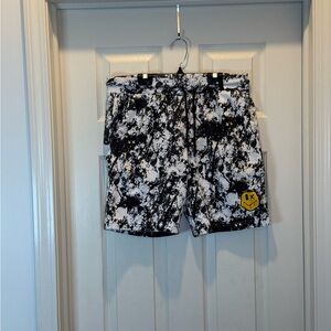 Black and White Patterned Men's Swim Shorts